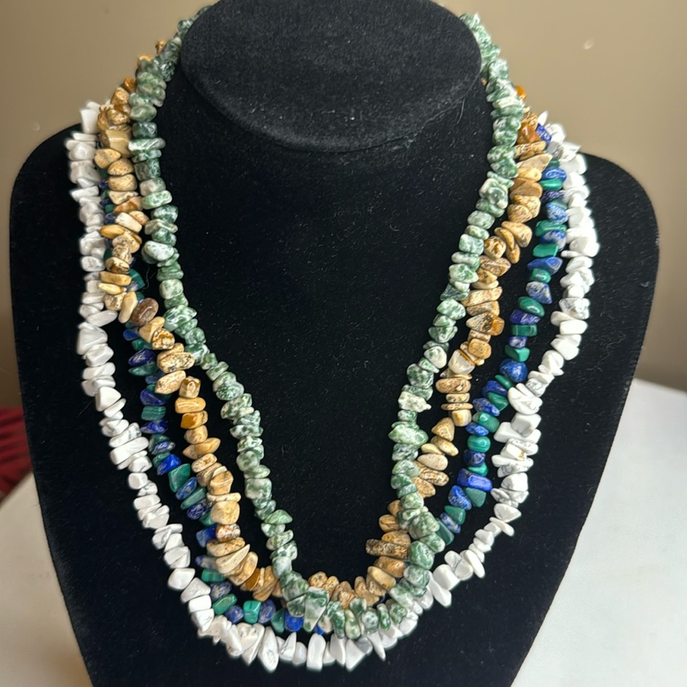 Crystal Chip Bead Stone Chocker Necklace Bundle